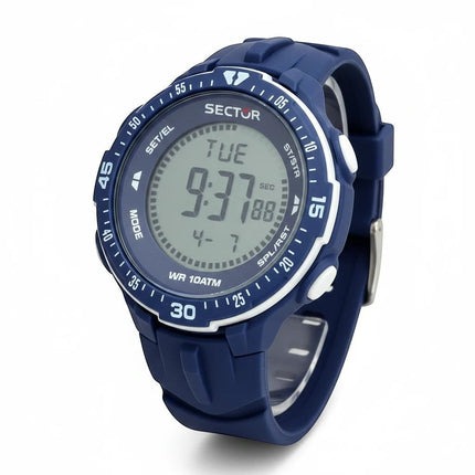 Orologio uomo Sector R3251280002 digitale con cassa in resina blu navy da 44mm, display LCD, cronometro e impermeabilità 100M.