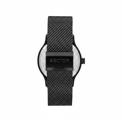 Orologio da uomo Sector 660 con cassa e cinturino in acciaio PVD nero, quadrante nero e datario.