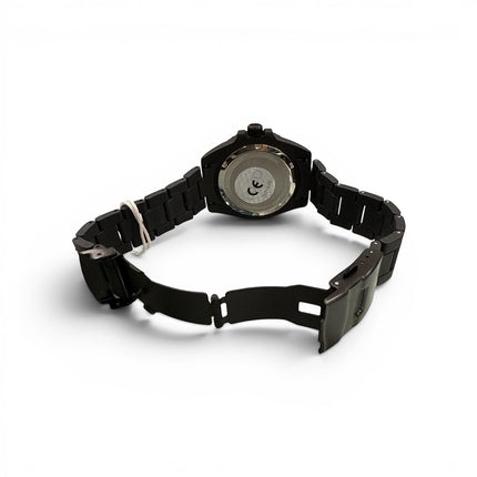 Orologio uomo Tempo A Tempo TLJ2299 in acciaio IP nero, con chiusura deployante e fondello visibile.