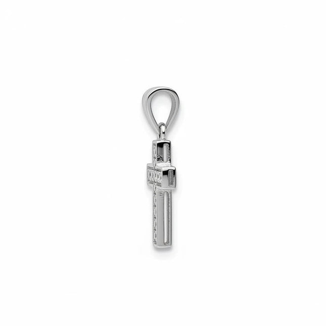 Tempo A Tempo pendente croce in acciaio silver con zirconi bianchi pavé, 3x1.5cm, solo ciondolo.
