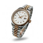 Tempo A Tempo Philip Watch Caribe women's watch with silver guilloché dial, 12 diamonds, rose gold bezel and two-tone Jubilee bracelet.