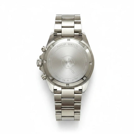 Fondello in acciaio inossidabile dell'orologio Tempo A Tempo Philip Watch Grand Reef con incisioni del marchio