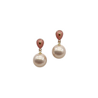 Tempo A Tempo elegant drop earrings with pink pearlised enamel and gold pearl pendant. Gold metal.