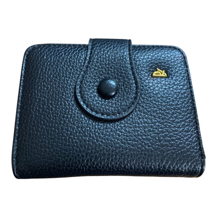 Tempo A Tempo Regina Schrecker black leather women's wallet with snap button closure and gold logo detail