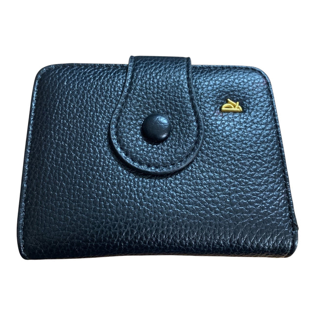 Tempo A Tempo Regina Schrecker black leather women's wallet with snap button closure and gold logo detail