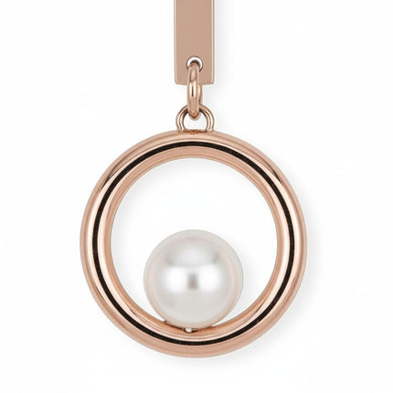 Tempo A Tempo rose gold steel drop earrings with shell pearl and circle detail