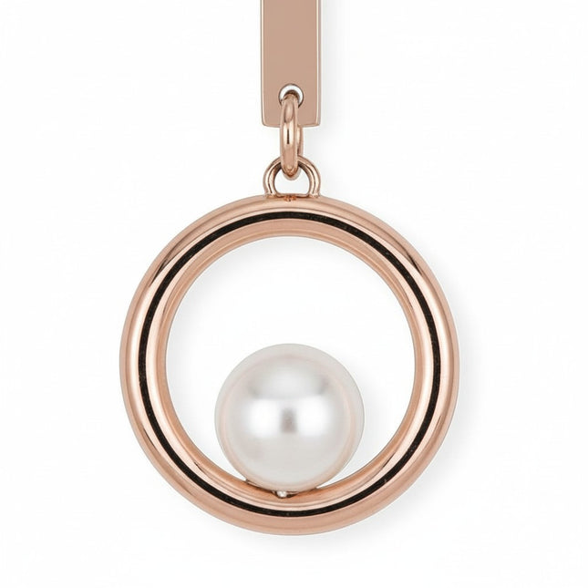 Tempo A Tempo rose gold steel drop earrings with shell pearl and circle detail