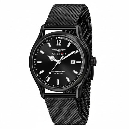 Tempo A Tempo Orologio Uomo Sector 660 nero PVD, cassa 43mm acciaio, cinturino mesh, quadrante nero con data.