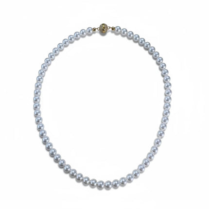 Tempo A Tempo Shelly glass pearl choker necklace for women with a magnetic clasp featuring sparkling zircon stones.