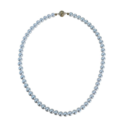 Tempo A Tempo Shelly glass pearl choker necklace with a magnetic clasp featuring sparkling cubic zirconia accents.