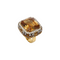 Tempo A Tempo Shelly elegant gold-plated copper ring with rectangular amber stone and crystal accents.