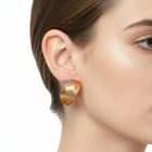 Tempo A Tempo Shelly elegant clip-on earrings in gold, silver, and copper with a brushed satin finish. Metal design.