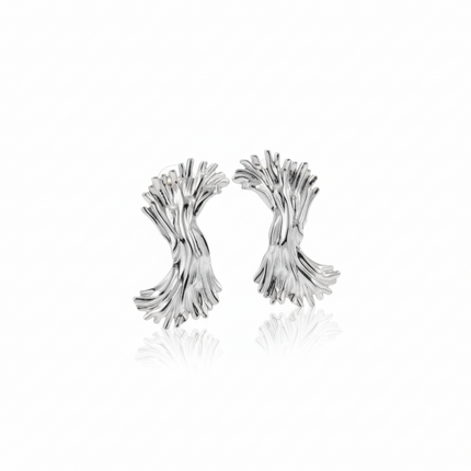 Tempo A Tempo Coralia silver stainless steel earrings, 4cm, elegant coral branch design, hypoallergenic.