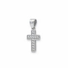 Tempo A Tempo silver stainless steel cross pendant with white pave cubic zirconia, 3x1.5cm