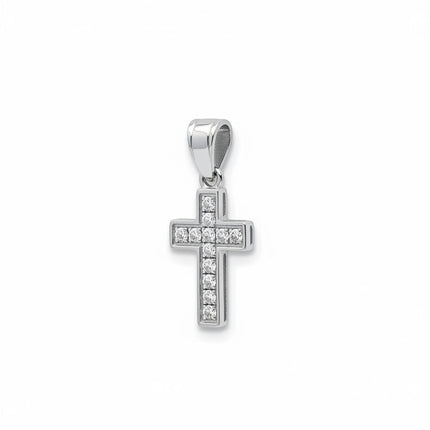 Tempo A Tempo silver stainless steel cross pendant with white pave cubic zirconia, 3x1.5cm