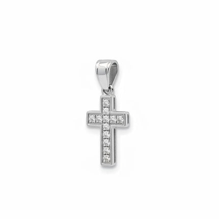 Tempo A Tempo silver stainless steel cross pendant with white pavé cubic zirconia, 3x1.5cm