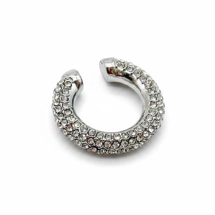 Tempo A Tempo silver ear cuff with clear cubic zirconia stones, no piercing needed.