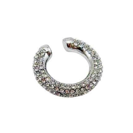 Tempo A Tempo silver ear cuff with brilliant cubic zirconia stones, no piercing required, stainless steel