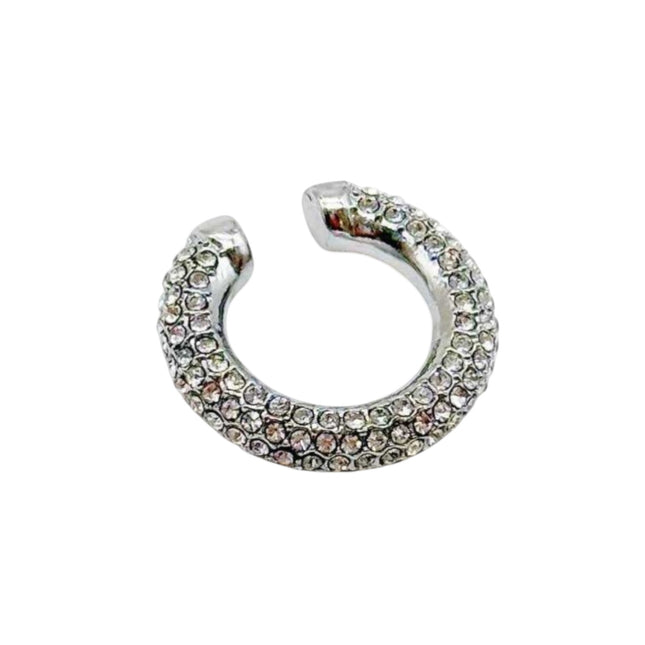 Tempo A Tempo silver ear cuff with brilliant cubic zirconia stones, no piercing required, stainless steel