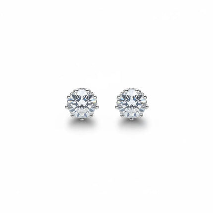 Tempo A Tempo 5mm sterling silver stud earrings with clear faceted stones in a classic prong setting.