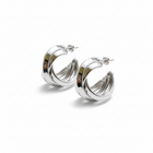 Tempo A Tempo silver stainless steel twisted hoop earrings, 3cm diameter, modern elegant design.