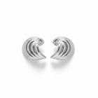Tempo A Tempo silver wave clip-on earrings, shiny metal, vintage chic design, hypoallergenic.