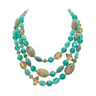 Tempo A Tempo multi-strand turquoise and green beaded necklace with faceted crystals and gold accents.