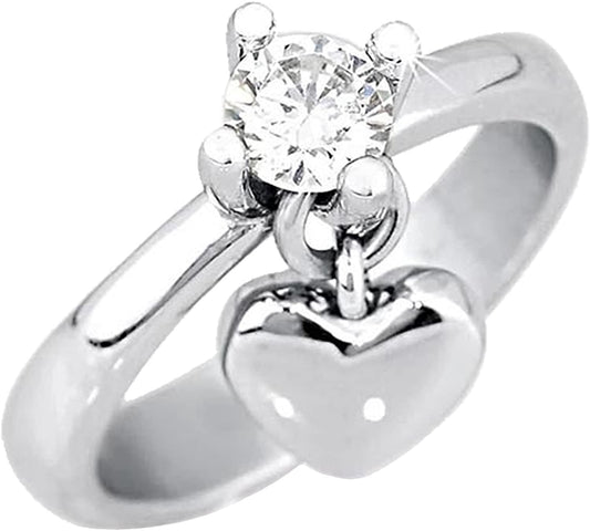 2JEWELS ANELLO IN ACCIAIO CON CRISTALLO SOLITARIO E CHARMS PER DONNA 221055