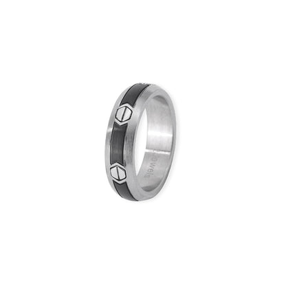 Anello Uomo 2JEWELS Acciaio Inox Fascia Nera Anallergico 221077