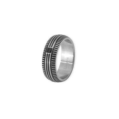 2JEWELS ANELLO DA UOMO IN ACCIAIO CON CRISTALLO NERO 221078