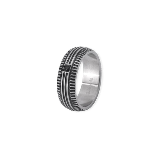 2JEWELS ANELLO DA UOMO IN ACCIAIO CON CRISTALLO NERO 221078