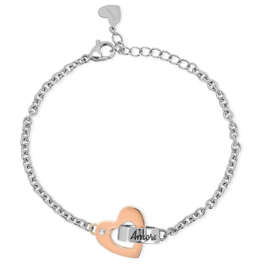 2JEWELS BRACCIALE IN ACCIAIO PER DONNA CON CENTRALE CUORE AMORE 231838