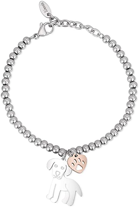 2JEWELS BRACCIALE A SFERE IN ACCIAIO PER DONNA CON CIONDOLO CANE 231970