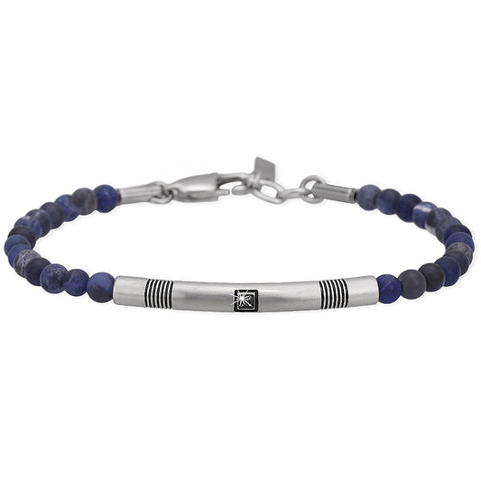 2jewels bracciale per uomo con sfere in sodalite blu e acciaio 231998