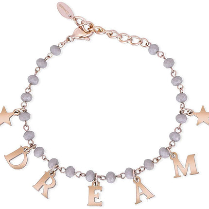 Bracciale Donna 2Jewels Acciaio Rosato Scritta Dream Sfere Colorate