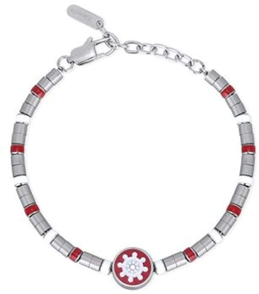 2jewels bracciale in acciaio e smalto rosso per uomo moda casual 232068