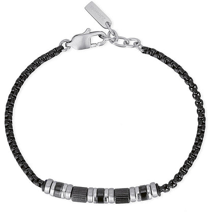 Bracciale in acciaio ip nero con centrali 2jewels uomo moda casual
