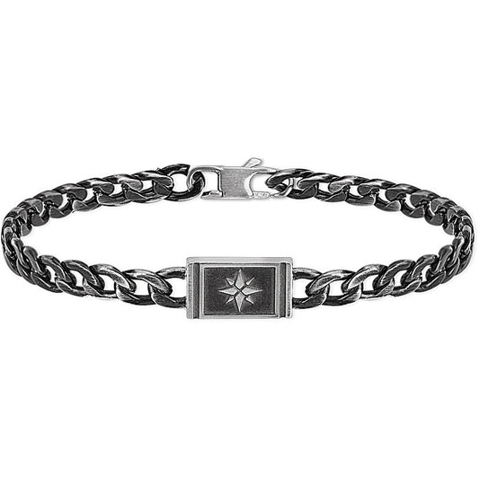 2jewels bracciale in acciaio nero con piastrina per uomo moda casual 232088