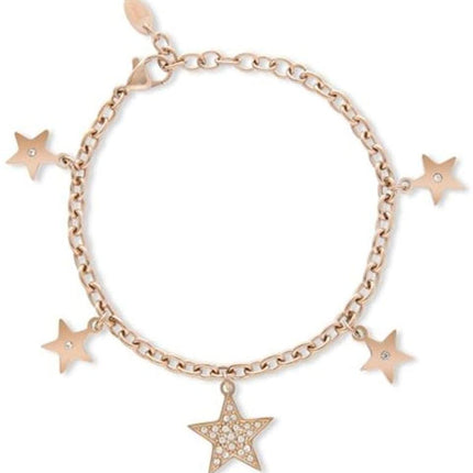 Bracciale Donna 2Jewels Acciaio Rosato Stelle Cristalli Romantico Elegante