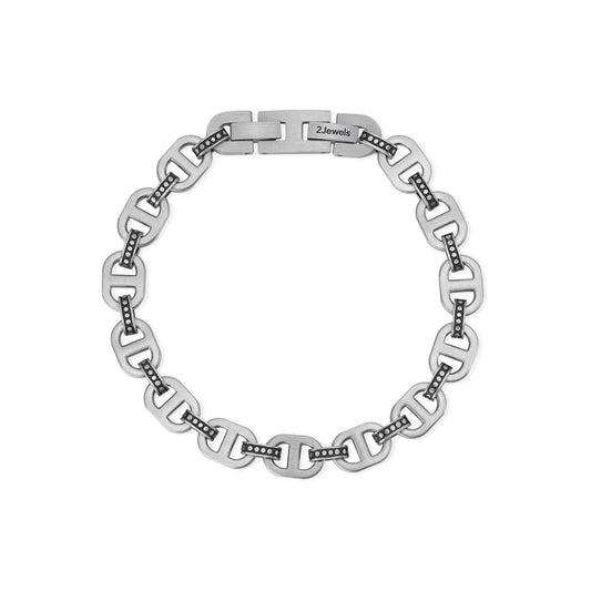 2jewels bracciale in acciaio a catena per uomo con cristalli 232256