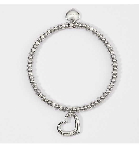 Bracciale Donna 2Jewels Elastico Acciaio Sfere Cuore Cristalli Elegante