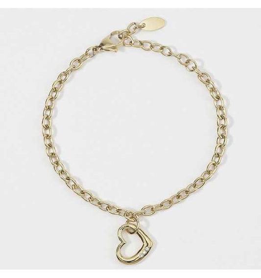 2JEWELS BRACCIALE IN ACCIAIO DORATO PER DONNA CON PENDENTE CUORE 232298