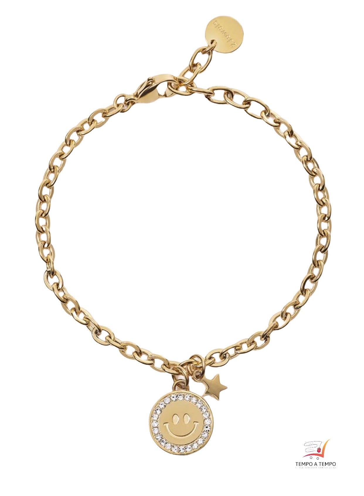 2JEWELS BRACCIALE IN ACCIAIO COLORE ORO CON PENDENTE SMILE PER DONNA 232313