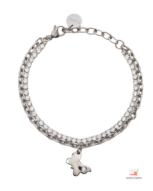 2JEWELS BRACCIALE IN ACCIAIO DOPPIO FILO PER DONNA TENNIS CON CRISTALLI 232315