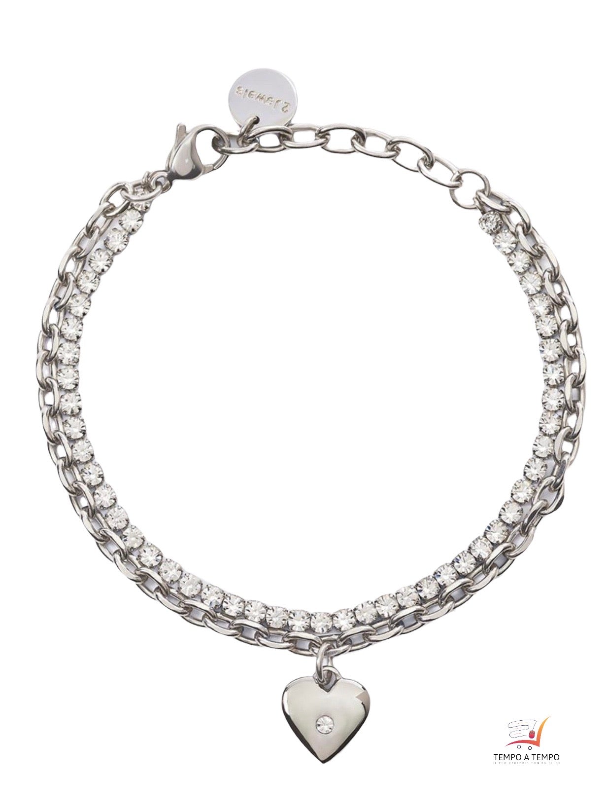 2JEWELS BRACCIALE DOPPIO FILO IN ACCIAIO PER DONNA TENNIS CON CRISTALLI 232316