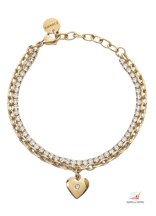 2JEWELS BRACCIALE IN ACCIAIO 316L E PVD GOLD PER DONNA DOPPIO FILO