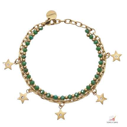 Bracciale Donna 2Jewels Acciaio Doppio Filo Verde Stella Vetro 232319