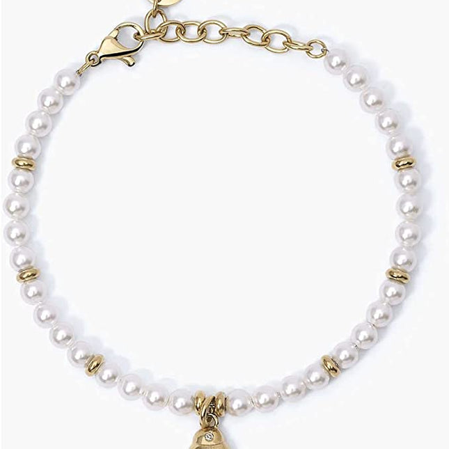 Bracciale 2JEWELS Perle Acciaio Dorato Coccinella Portafortuna 232340