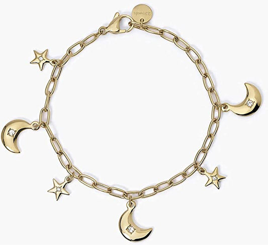 2JEWELS BRACCIALE IN ACCIAIO DORATO PER DONNA CON CIONDOLI LUNA 232345