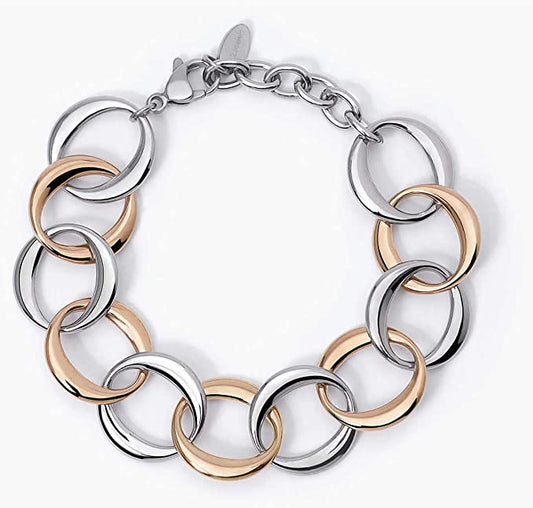 2JEWELS BRACCIALE IN ACCIAIO E PVD ROSE' per donna regolabile